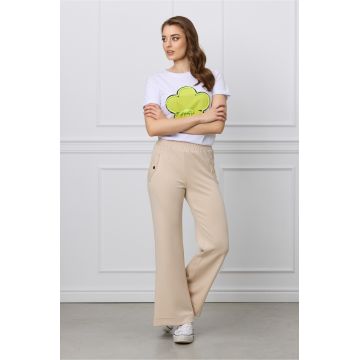 Pantaloni sport bej evazati