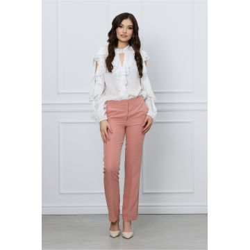 Pantaloni MBG peach cu dunga