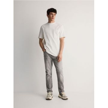 Reserved - Blugi slim fit cu aspect deteriorat - gri deschis