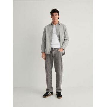 Reserved - Blugi straight fit - gri deschis