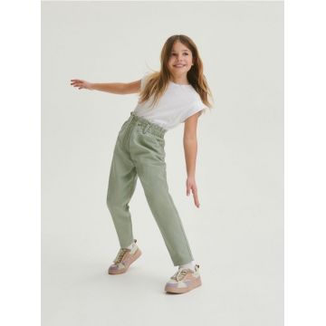 Reserved - Pantaloni baggy clasici din denim - verde