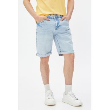 Bermude de denim cu aspect decolorat