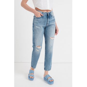 Blugi crop cu talie inalta