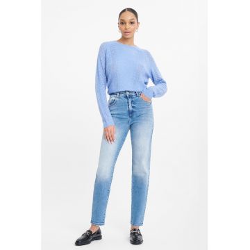 Blugi mom fit cu talie inalta
