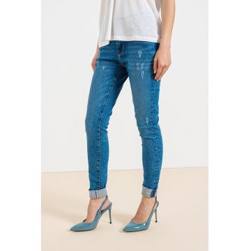 Blugi skinny cu aspect decolorat