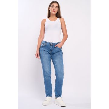 Blugi slim fit cu aspect decolorat
