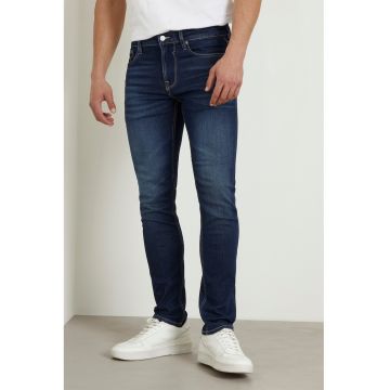 Blugi slim fit cu aspect decolorat