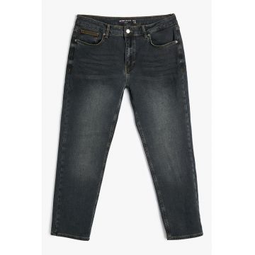Blugi slim fit cu aspect decolorat