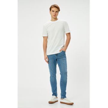 Blugi slim fit cu aspect decolorat