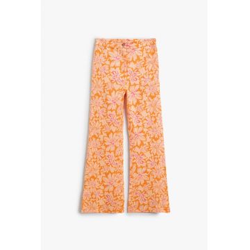 Pantaloni din amestec de in cu imprimeu floral