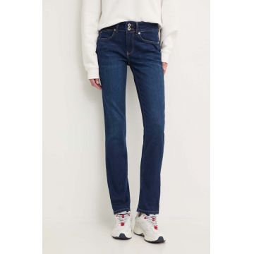 Pepe Jeans jeansi SLIM JEANS MW femei, culoarea albastru marin, PL204735CU1