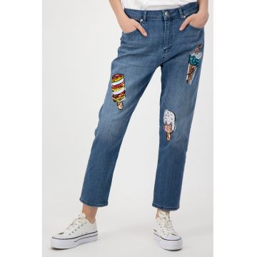 Blugi boyfriend cu broderii