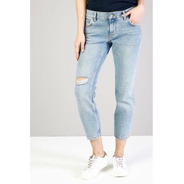 Blugi crop cu aspect decolorat