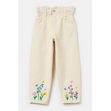 Blugi cu talie elastica si broderie