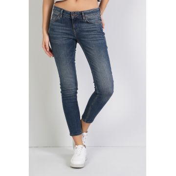 Blugi skinny crop cu aspect decolorat