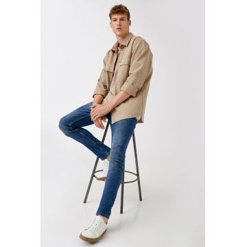 Blugi slim fit cu aspect decolorat
