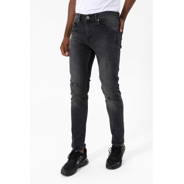 Blugi slim fit cu aspect deteriorat