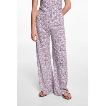 Pantaloni cu croiala dreapta si imprimeu