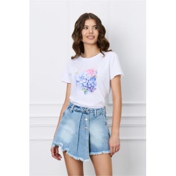 Pantaloni Lavinia scurti bleu din denim