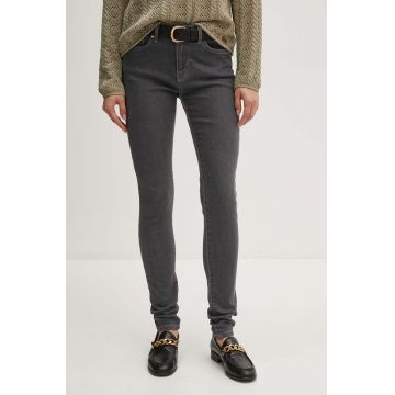 Pepe Jeans jeansi SKINNY JEANS MW femei, culoarea gri, PL204728UH8