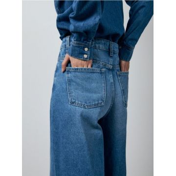 Reserved - Blugi wide leg - albastru