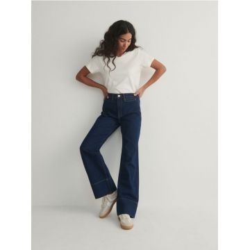 Reserved - Jeans cu tighele contrastante - bleumarin