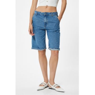 Bermude din denim cu talie medie
