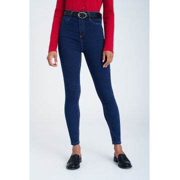 Blugi skinny cu talie inalta1 - Bleumarin