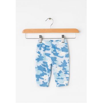 Pantaloni albastri din fleece cu imprimeu camuflaj