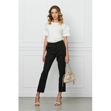 Pantaloni DY Fashion negri office cu buzunare