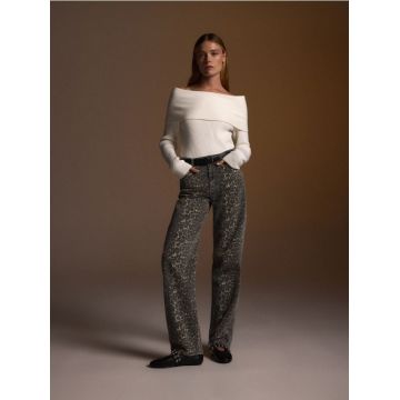 Reserved - Blugi straight cu imprimeu animal - multicolor
