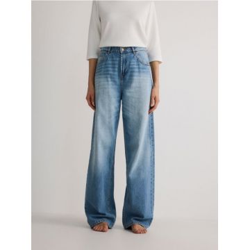 Reserved - Blugi wide leg - albastru