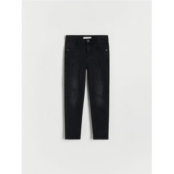 Reserved - Blugi slim cu rupturi - negru