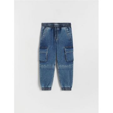 Reserved - Blugi jogger elastici - albastru