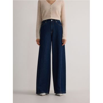 Reserved - Blugi wide leg - bleumarin