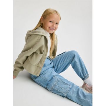 Reserved - GIRLS` JEANS TROUSERS & CHAIN - albastru