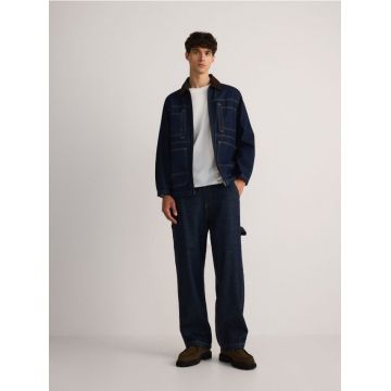 Reserved - Blugi loose - Albastru metalizat