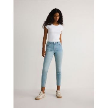 Reserved - Blugi slim cu talie medie - albastru