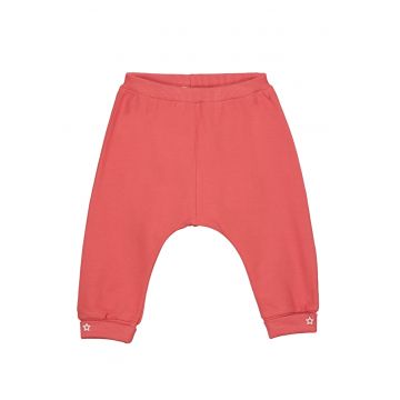 Pantaloni sport din amestec de bumbac cu talie elastica