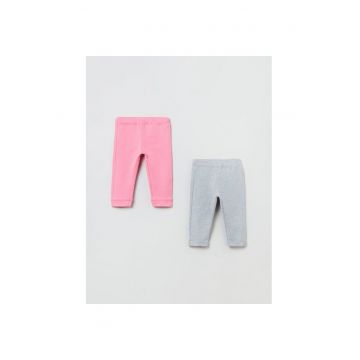 Set 2 perechi pantaloni copii -  109938 - Roz/Gri - Bumbac