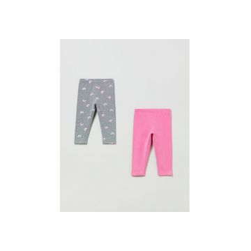 Set 2 perechi pantaloni copii -  35915 - Roz/Gri - Bumbac