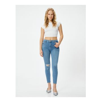 Blugi skinny cu talie inalta