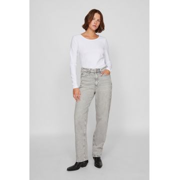 Blugi drepti cu talie inalta - Gri deschis