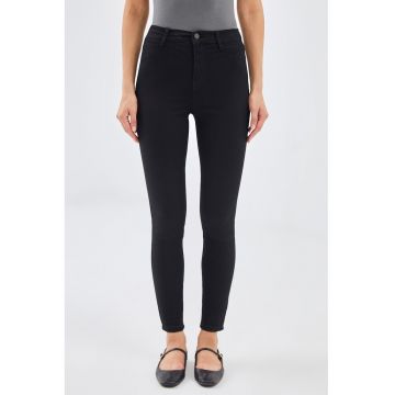 Blugi slim fit cu talie inalta - Negru