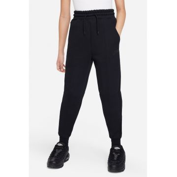 Pantaloni de trening din material fleece cu talie inalta Tech - Negru