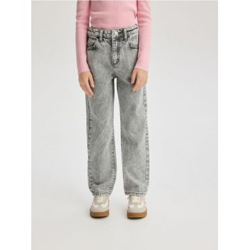 Reserved - Blugi straight fit - gri deschis