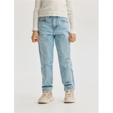Reserved - Blugi mom fit cu ștersături - albastru