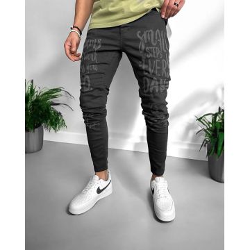 Blugi barbati conici negri cu imprimeu 1251  G4-5