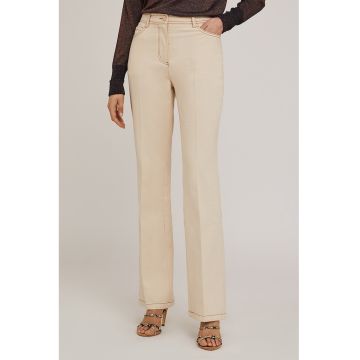 Blugi bootcut cu pliuri si talie inalta