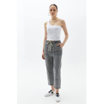 Blugi crop cu talie ajustabila Baileys